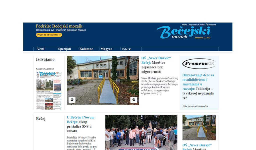 Naslovne Bečejskog mozaika
